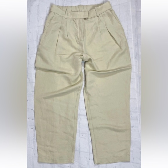 H&M Women’s Pale Green Linen Blend Ankle Length Pleated Dress Pants Size 10 NEW - Picture 3 of 15